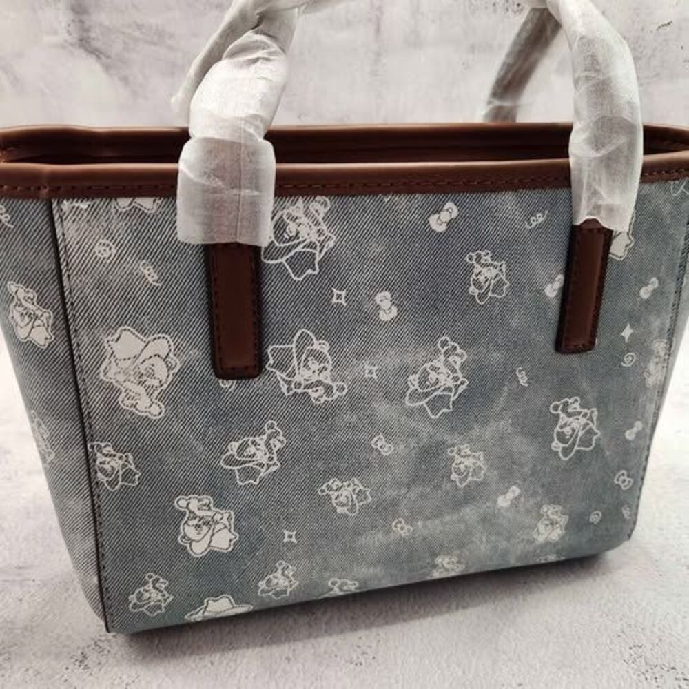 Cartoon Print Denim Tote Bag